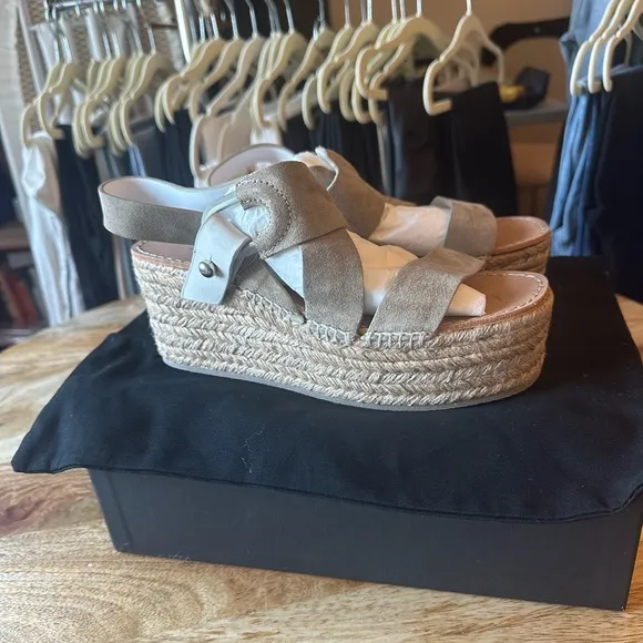 Rag &amp; Bone August Espadrille Platform Sandal Size 37 in Light Sand