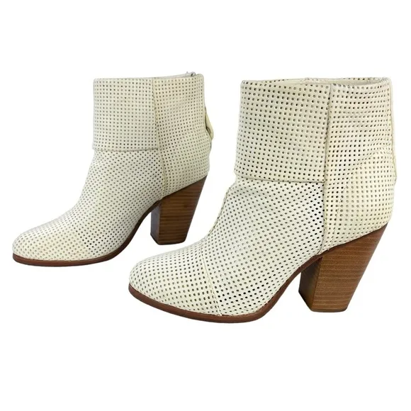 Rag &amp; Bone Classic Newbury Perforated Leather Off White Womens‎ Size 9