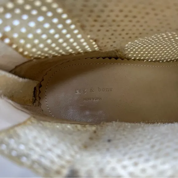Rag &amp; Bone Classic Newbury Perforated Leather Off White Womens‎ Size 9