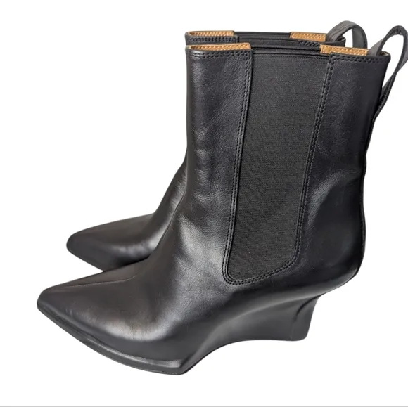 Rag &amp; Bone Eclipse Black Leather Wedge Chelsea Boot.. Size 36, US 6