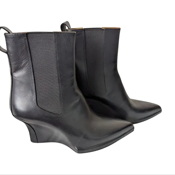 Rag &amp; Bone Eclipse Black Leather Wedge Chelsea Boot.. Size 36, US 6