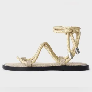 Rag &amp; Bone NIB Ivory Infinity Lace-up Sandals with Woven and Leather Straps