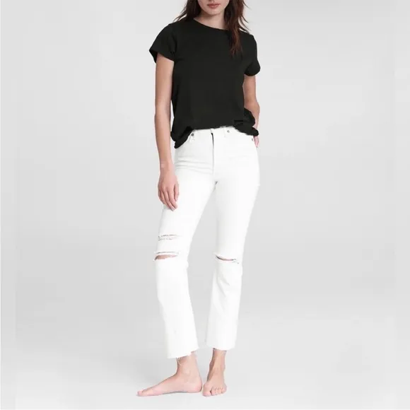 Rag &amp; Bone Nina High-Rise Ankle Flare Summer White Sz 32