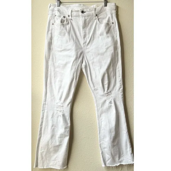 Rag &amp; Bone Nina High-Rise Ankle Flare Summer White Sz 32