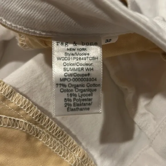 Rag &amp; Bone Nina High-Rise Ankle Flare Summer White Sz 32