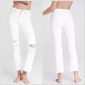 Rag &amp; Bone Nina High-Rise Ankle Flare Summer White Sz 32