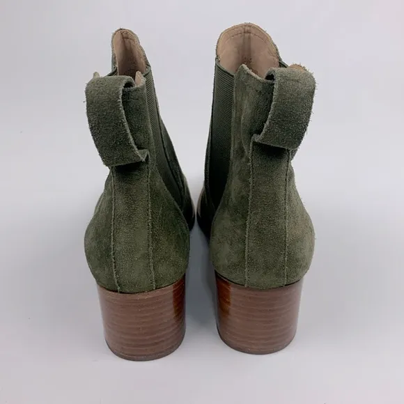 Rag &amp; Bone NY leather Suede Olive green Ankle Boots booties Size 36.5 Pull on