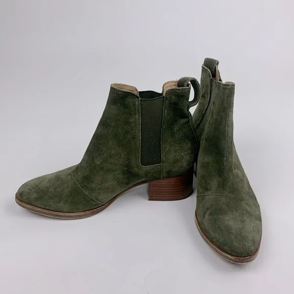 Rag &amp; Bone NY leather Suede Olive green Ankle Boots booties Size 36.5 Pull on