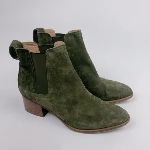 Rag &amp; Bone NY leather Suede Olive green Ankle Boots booties Size 36.5 Pull on