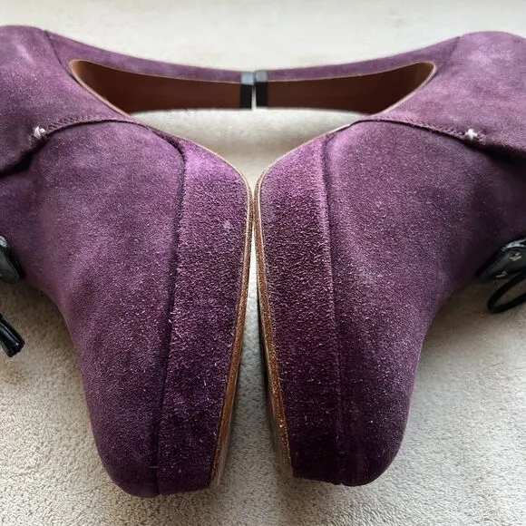 Rag &amp; Bone Purple Suede Lace Up Ankle Heeled Boots Booties Women's EU 38 US 8