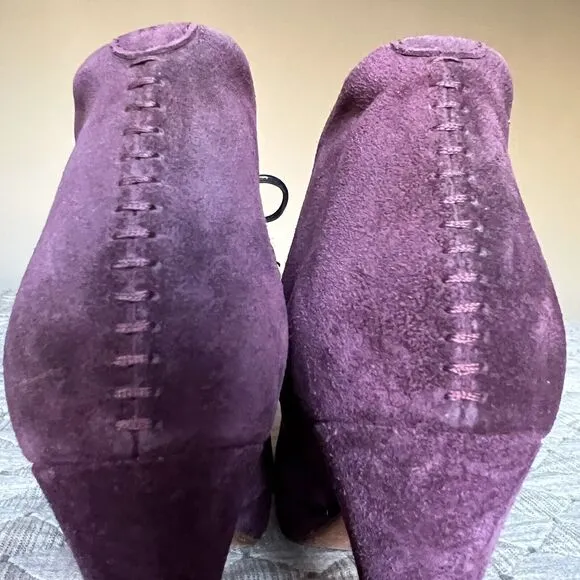 Rag &amp; Bone Purple Suede Lace Up Ankle Heeled Boots Booties Women's EU 38 US 8