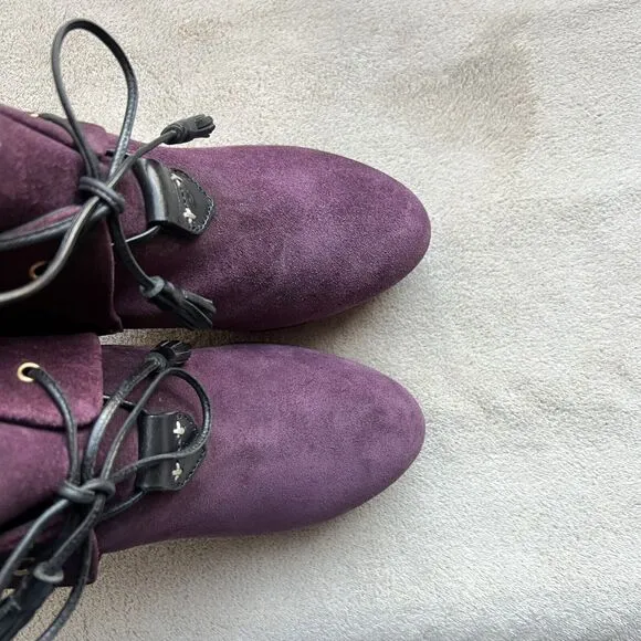 Rag &amp; Bone Purple Suede Lace Up Ankle Heeled Boots Booties Women's EU 38 US 8