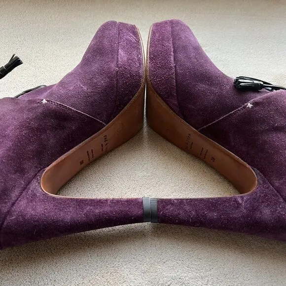 Rag &amp; Bone Purple Suede Lace Up Ankle Heeled Boots Booties Women's EU 38 US 8
