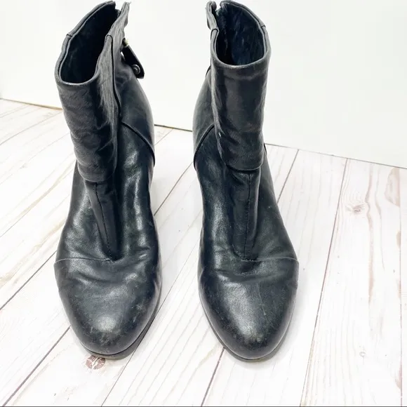 Rag &amp; Bone Women's Black Newbury Leather Block Heel Ankle Bootie