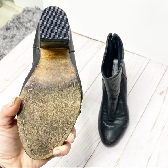Rag &amp; Bone Women's Black Newbury Leather Block Heel Ankle Bootie