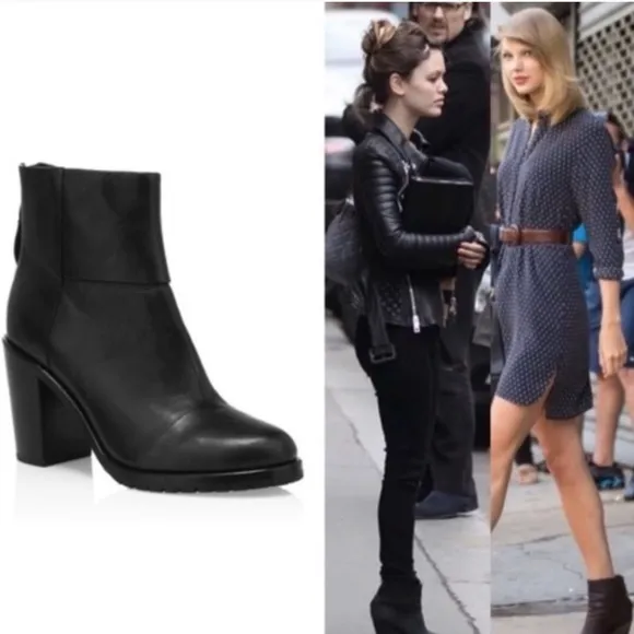Rag &amp; Bone Women's Black Newbury Leather Block Heel Ankle Bootie