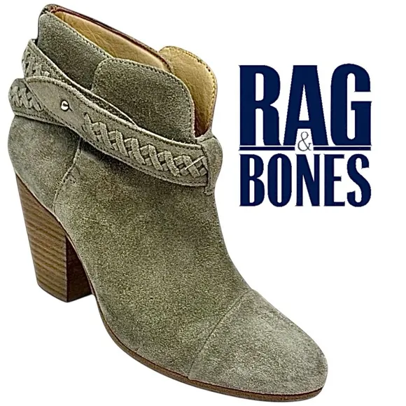 Rag &amp; Bone Women’s Grey Suede Harrow Boots Size EU 37 US 6.5 Leather New
