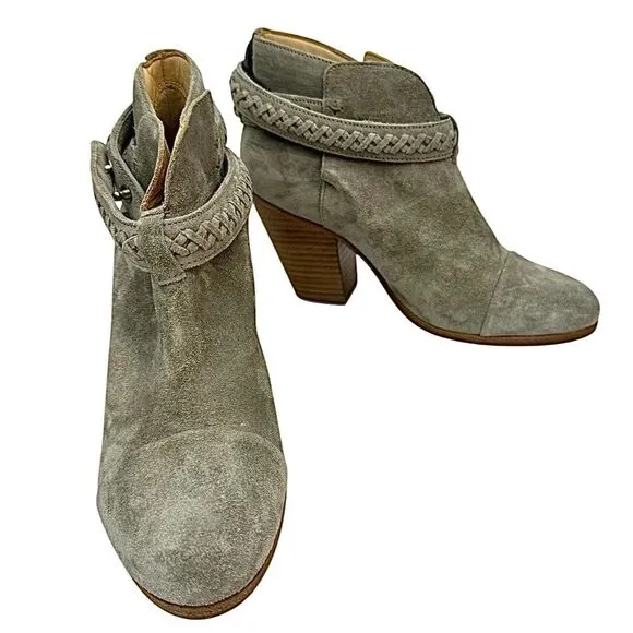 Rag &amp; Bone Women’s Grey Suede Harrow Boots Size EU 37 US 6.5 Leather New