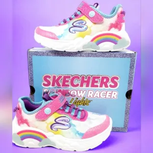 Rainbow Light Up Shoes, Slip-On, Size 2 Girls, New, NIB, Skechers