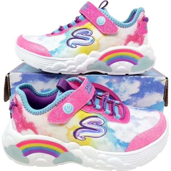 Rainbow Light Up Shoes, Slip-On, Size 2 Girls, New, NIB, Skechers