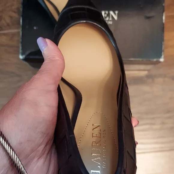 Ralph Lauren &quot;Lanette&quot; Shoes, Black Leather, Heels, Classic Pump. NIB, Size 7B