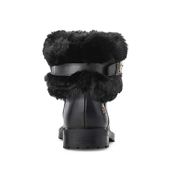 Ralph Lauren Evanston Waterproof Black Leather Winter Warm Fur Moto Boots 7