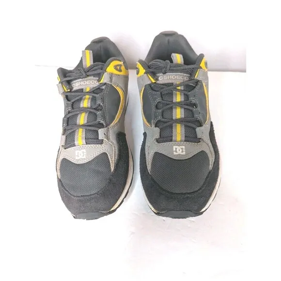 Rare DC Kalis Lite Limited Edition Skate Shoes Black Yellow Sneakers Mens 8 Gray