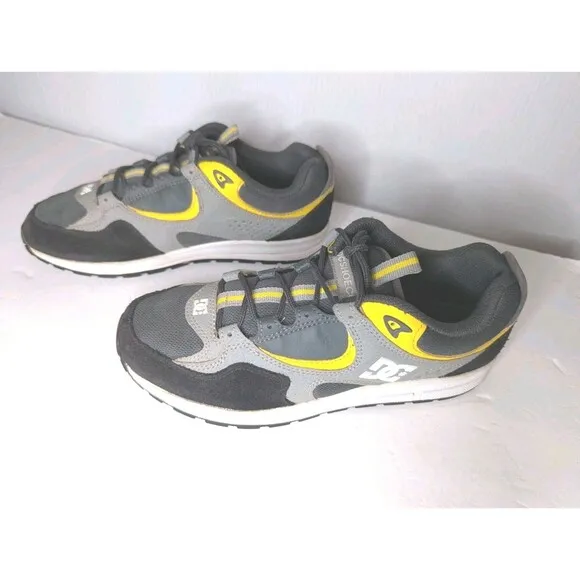 Rare DC Kalis Lite Limited Edition Skate Shoes Black Yellow Sneakers Mens 8 Gray