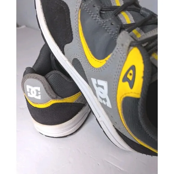 Rare DC Kalis Lite Limited Edition Skate Shoes Black Yellow Sneakers Mens 8 Gray