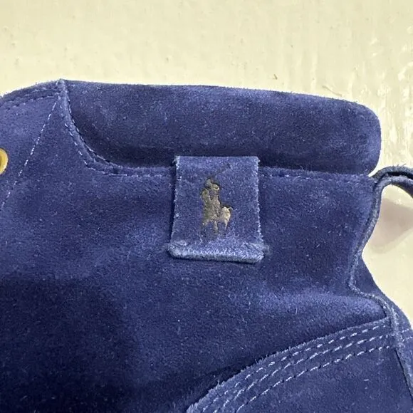 RARE Polo‎ Ralph Lauren TEDD SZ 9.5 Blue Calf Suede Leather High Top Shoes