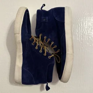 RARE Polo‎ Ralph Lauren TEDD SZ 9.5 Blue Calf Suede Leather High Top Shoes