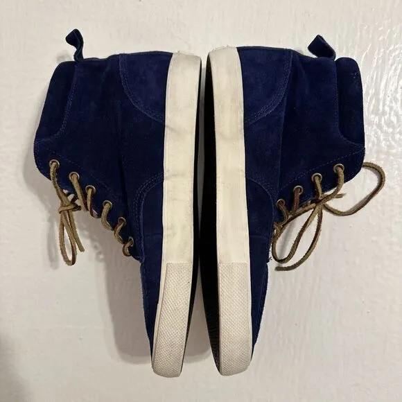 RARE Polo‎ Ralph Lauren TEDD SZ 9.5 Blue Calf Suede Leather High Top Shoes