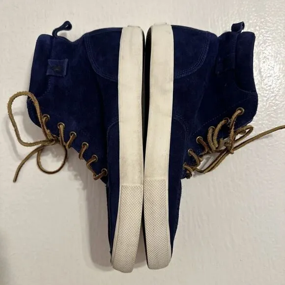RARE Polo‎ Ralph Lauren TEDD SZ 9.5 Blue Calf Suede Leather High Top Shoes