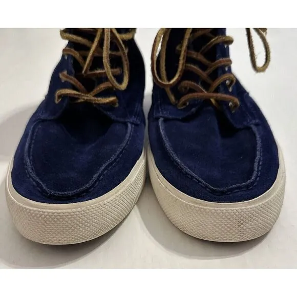 RARE Polo‎ Ralph Lauren TEDD SZ 9.5 Blue Calf Suede Leather High Top Shoes