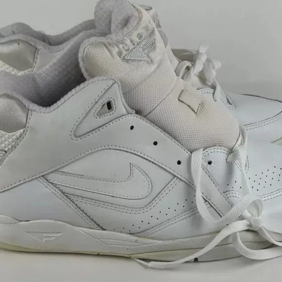 RARE UNWORN Vintage Nike Air Flight Solid White Sneakers Shoes Womens 14