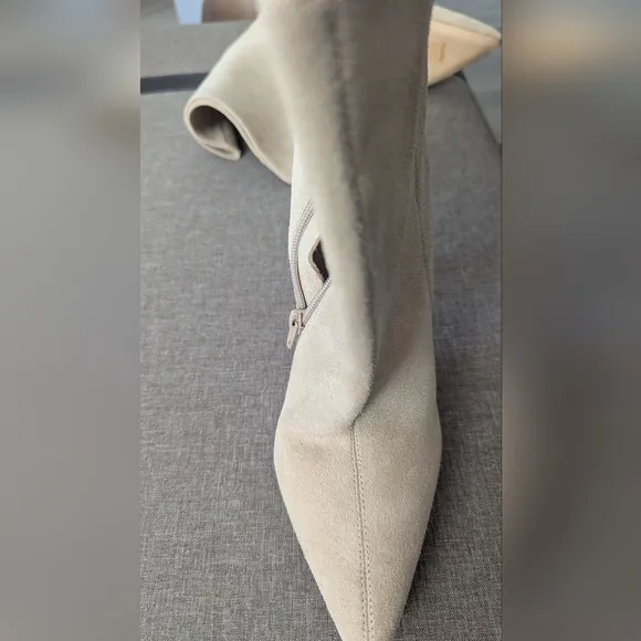 RAYE Cream Over the Knee Boots with Stiletto Heel