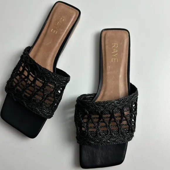 RAYE Tiki Woven Sandals in Black Size 9 Never Worn