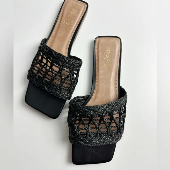RAYE Tiki Woven Sandals in Black Size 9 Never Worn