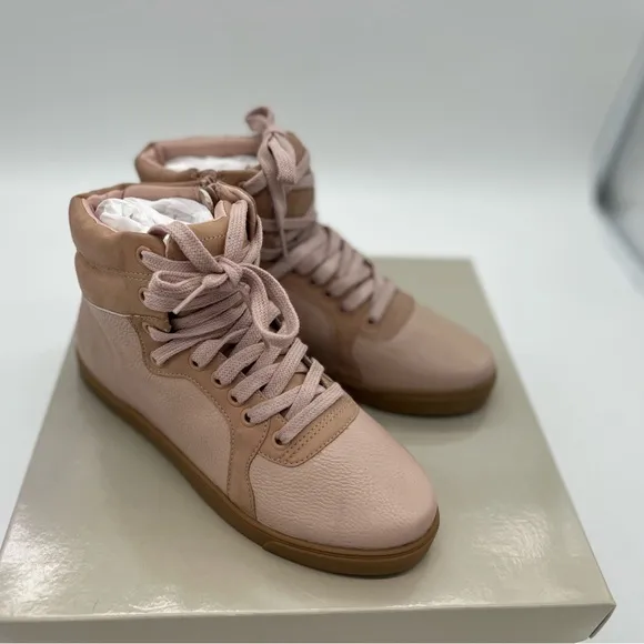 Rebecca Allen Womens Size 7 The High Top Pink Shoes Lace up Sneakers Boots
