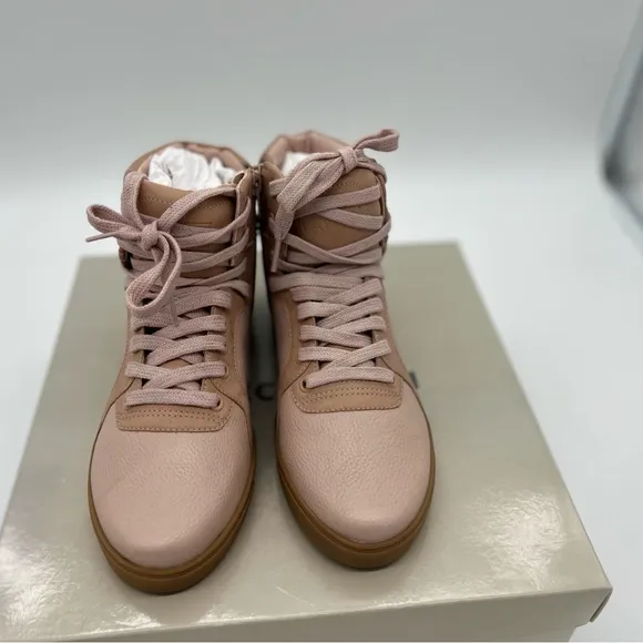 Rebecca Allen Womens Size 7 The High Top Pink Shoes Lace up Sneakers Boots