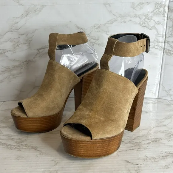 Rebecca Minkoff Cece Platform Sandals heels in light taupe nude shoes size 8 M