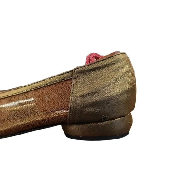 Red by Ramon Tenza Shoes Women 8 Loafer Pump Block Heel Slip On Vintage Metallic