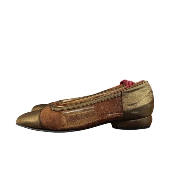Red by Ramon Tenza Shoes Women 8 Loafer Pump Block Heel Slip On Vintage Metallic