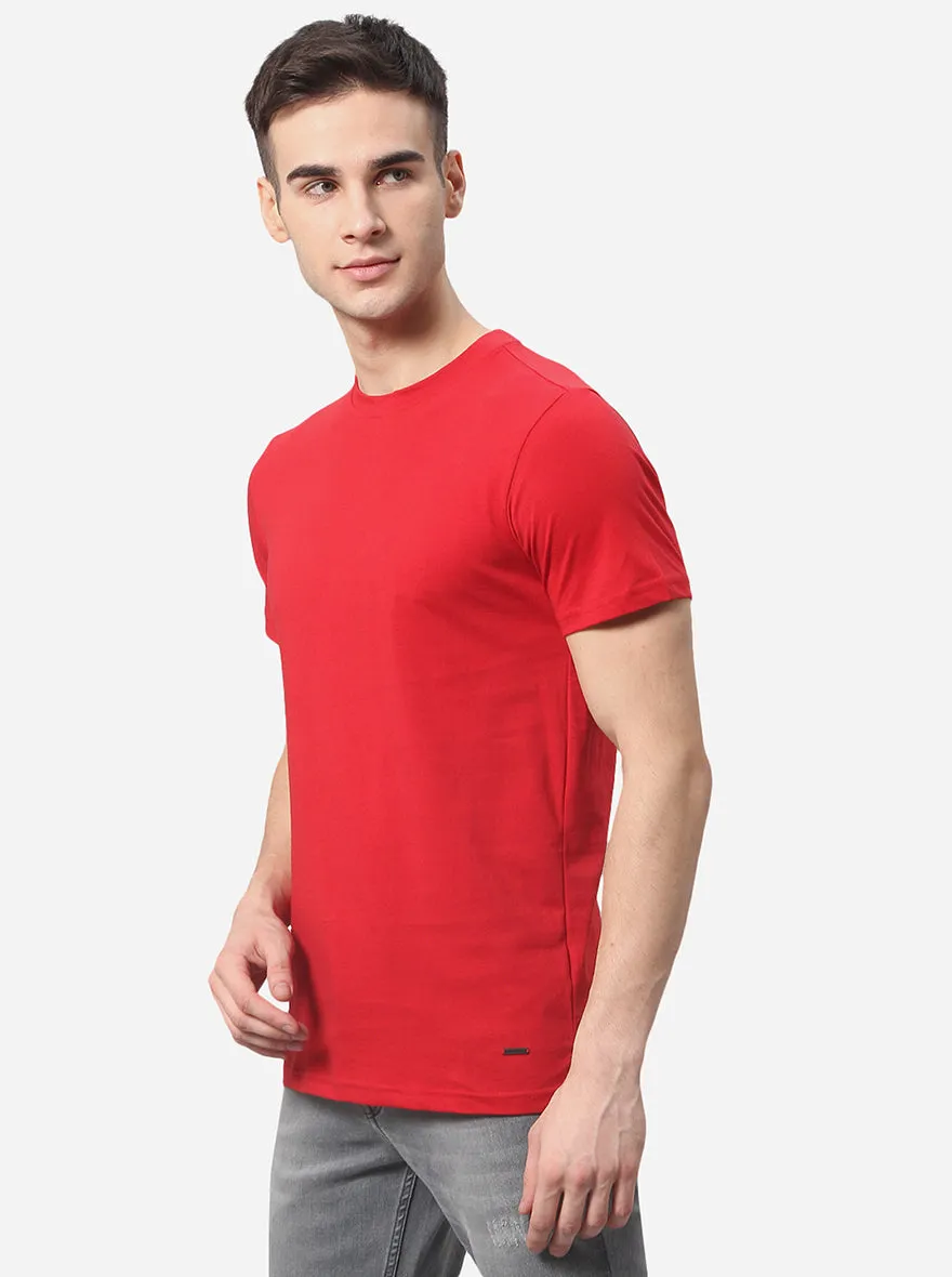 Red Solid Slim Fit T-Shirt | JadeBlue