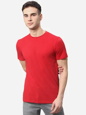 Red Solid Slim Fit T-Shirt | JadeBlue
