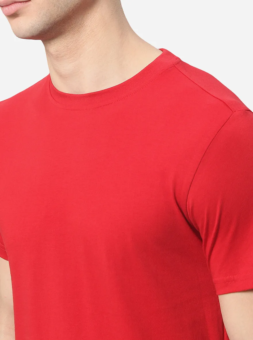 Red Solid Slim Fit T-Shirt | JadeBlue