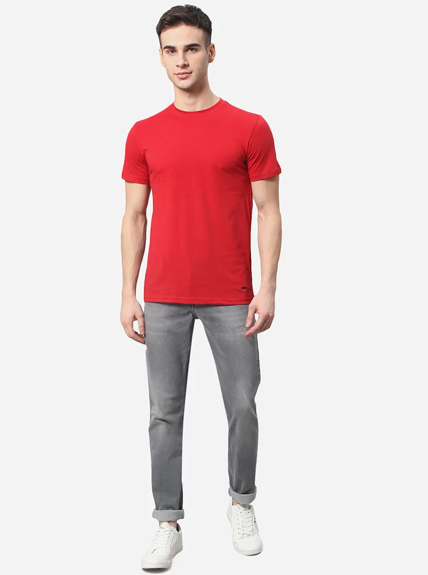 Red Solid Slim Fit T-Shirt | JadeBlue