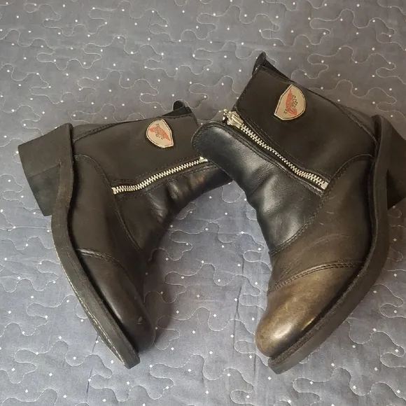 Red Wing Black Leather Ankle Boots with Silver Zipper size 8.5
