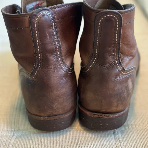 Red Wing Brown Leather Boots Cap Toe Lace-Up