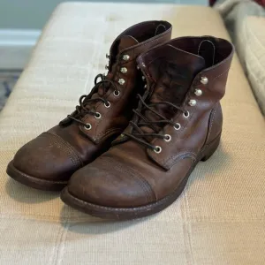 Red Wing Brown Leather Boots Cap Toe Lace-Up